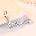 New 925 Sterling Silver Zircon Crystal Star Charm Stud Earrings Fine Jewelry