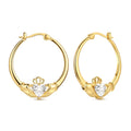 New 925 Sterling Silver Pure Zircon 18k Gold Plated Heart Hoop Earrings Fine Jewelry