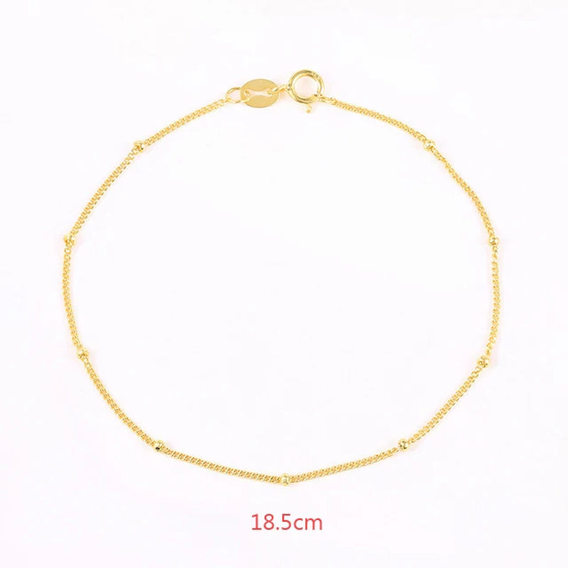 925 Sterling Silver Minimalist Small Beads Thin Chain Bracelets Rose Gold Bracelet Jewelry Accessories