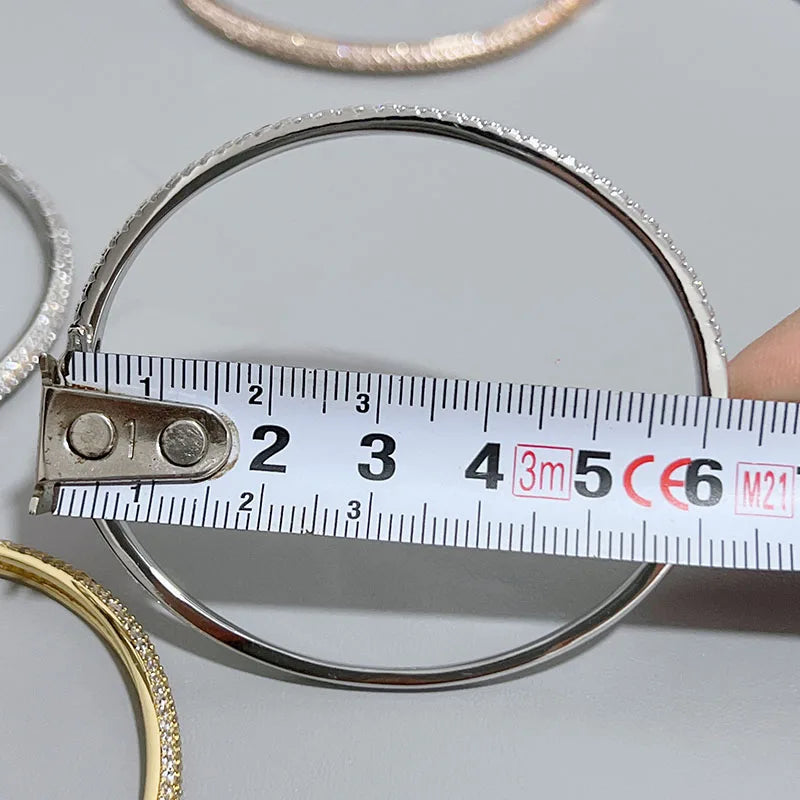 Pure 925 Sterling Silver Bangle Bracelet Pure Zircon Jewelry