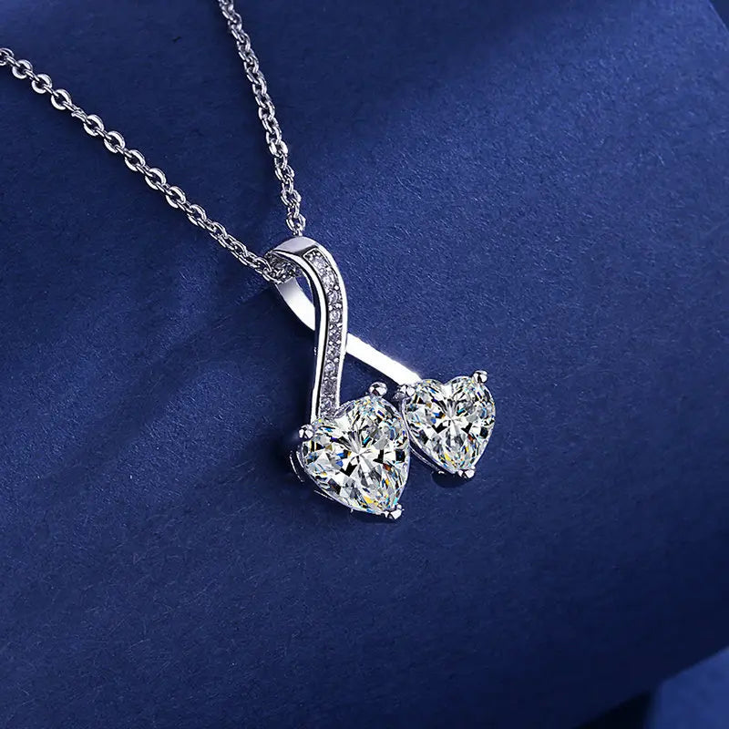 925 Sterling Silver Necklace Pendant Charm Zircon Heart Jewelry