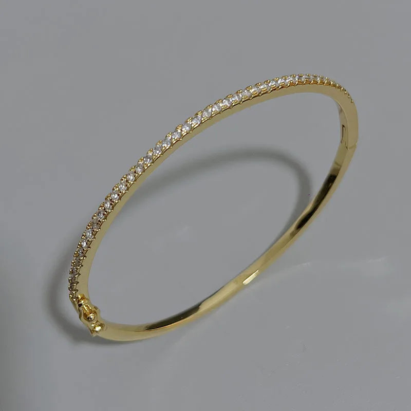 Pure 925 Sterling Silver Bangle Bracelet Pure Zircon Jewelry