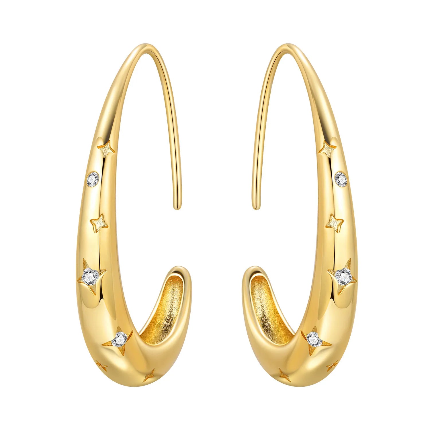 New 925 Sterling Silver 18K Gold Plated Minimalist Oval Hoop Earring Fine Jewelry