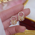  14K Real Gold Plated Buckle Circle Earrings Elegant AAA Zirconia Stud Earrings Fine Jewelry