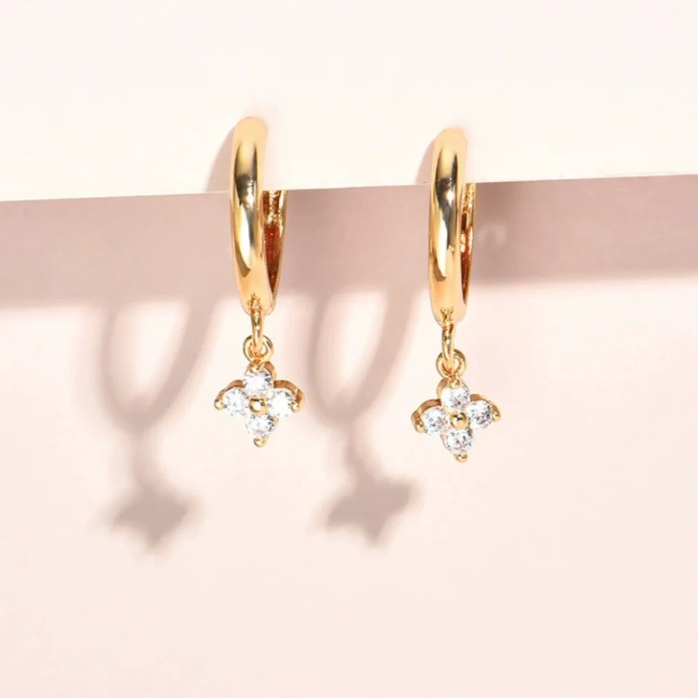 New 925 Sterling Silver 18k Gold Plated Leaf Earring Fine Jewelry