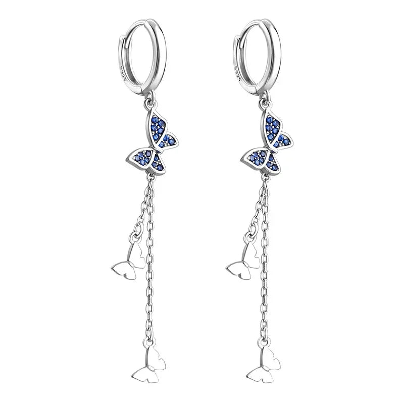 925 Silver Minimalist Diamond Effect Butterfly Hoop Earrings for Women Unisex Jewelry Gift