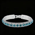  925 Sterling Silver Bohemian Blue Rhinestone Cubic Zircon Bangle Bracelet