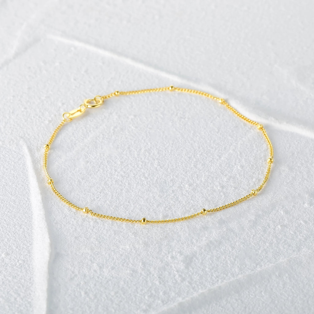 925 Sterling Silver Minimalist Small Beads Thin Chain Bracelets Rose Gold Bracelet Jewelry Accessories
