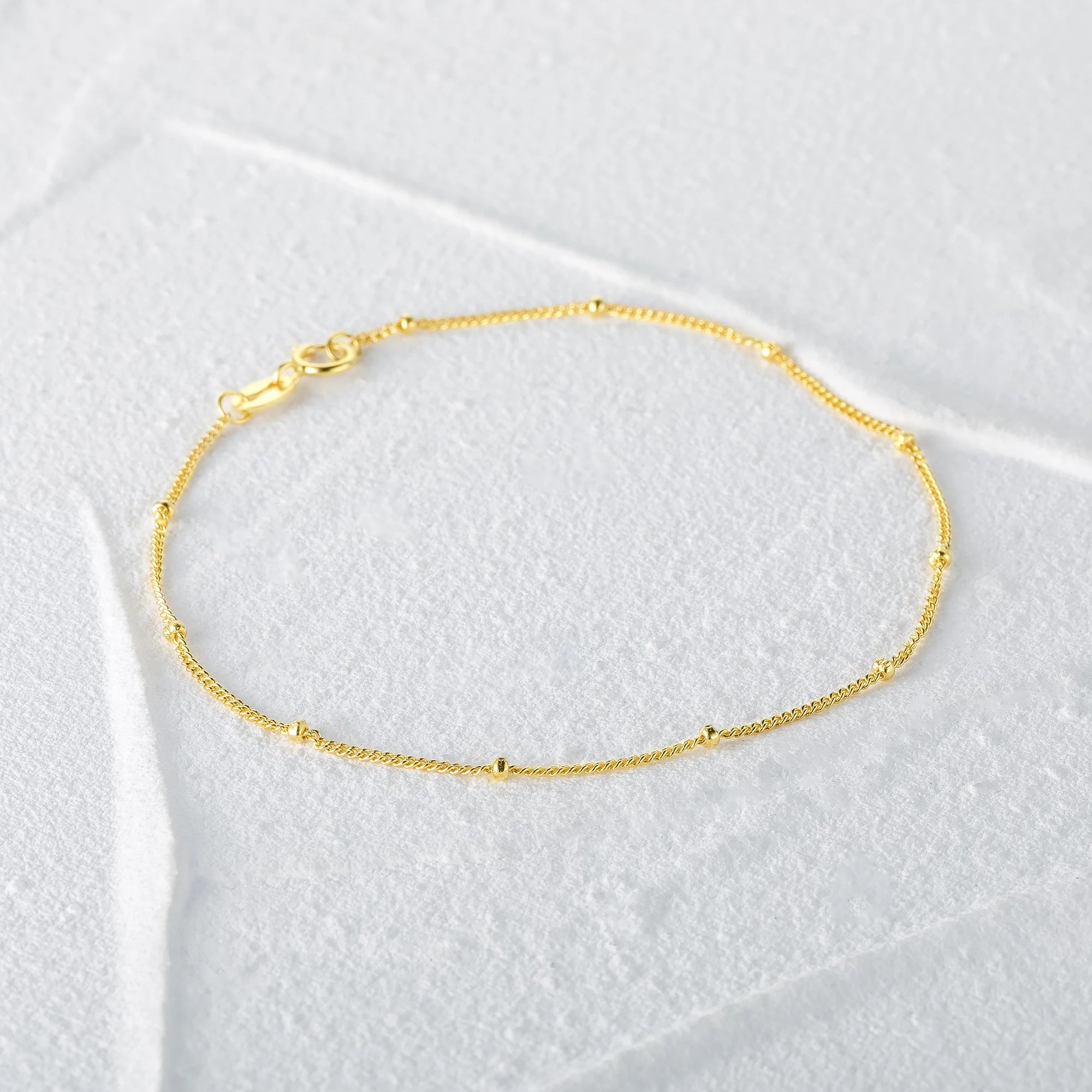 925 Sterling Silver Minimalist Small Beads Thin Chain Bracelets Rose Gold Bracelet Jewelry Accessories