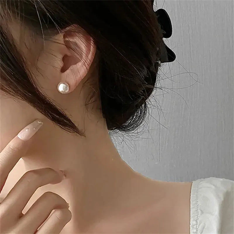 925 Sterling Silver 18k Gold Plated Freshwater Pearl Stud Earrings Fine Jewelry