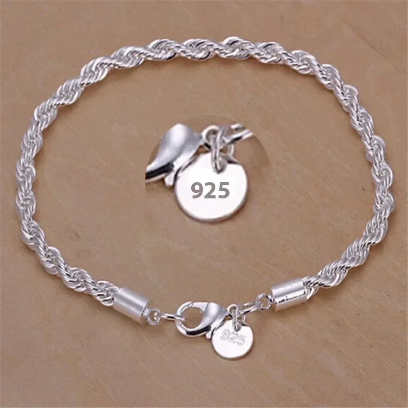 New 925 Sterling Silver Bracelet Chain Jewelry