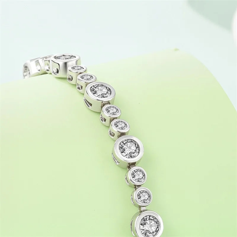 New 925 Sterling Silver Starry Bubble Pure Zircon Bracelet Fine Jewelry