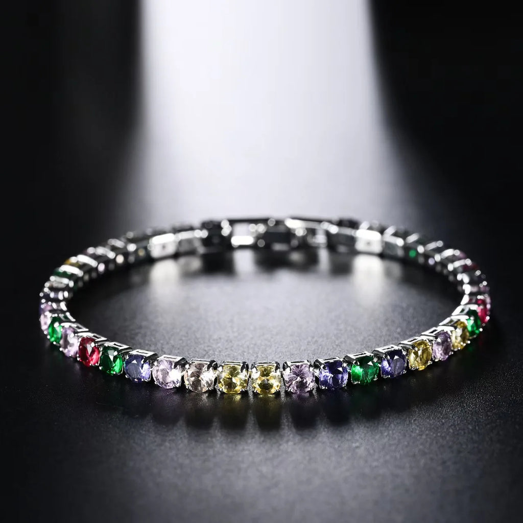 Fine 925 Sterling Silver Crystal Zircon Bracelet Fine Jewelry