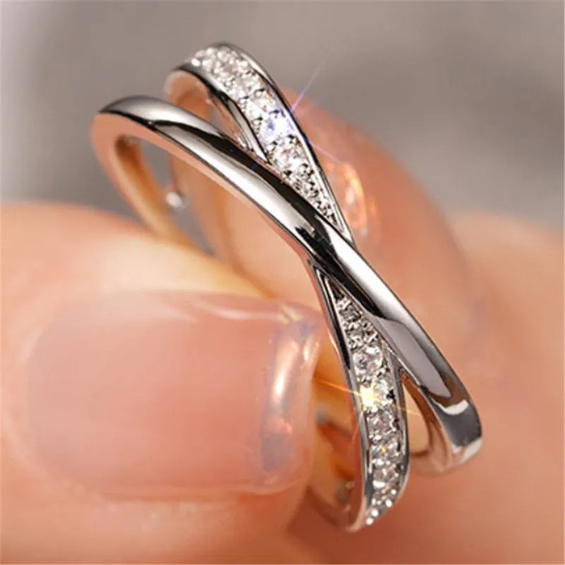 925 Sterling Silver Cross Ring Brilliant AAA Cubic Zirconia Fine Jewelry