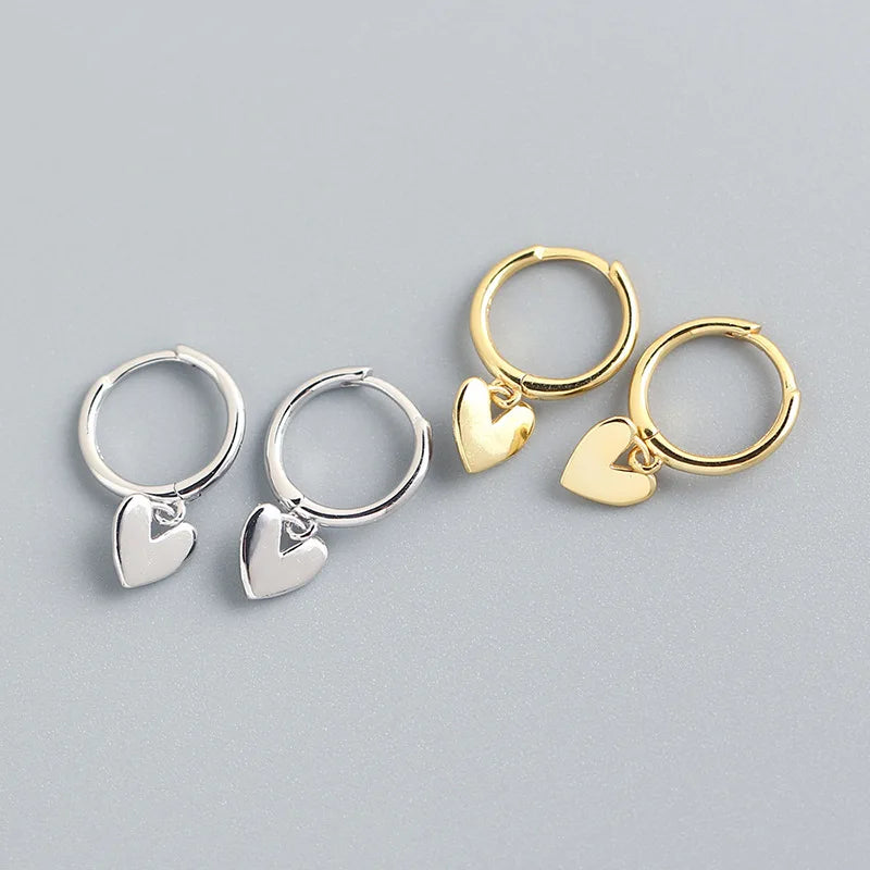 New 925 Sterling Silver 18k Gold Plated Heart Tassel Charm Earrings Fine Jewelry