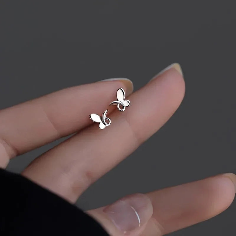 New 925 Sterling Silver Mini Cute Butterfly Stud Earrings Fine Jewelry