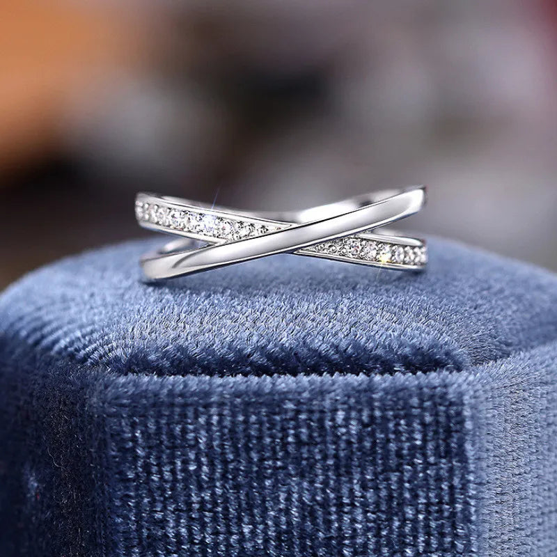 925 Sterling Silver Cross Ring Brilliant AAA Cubic Zirconia Fine Jewelry
