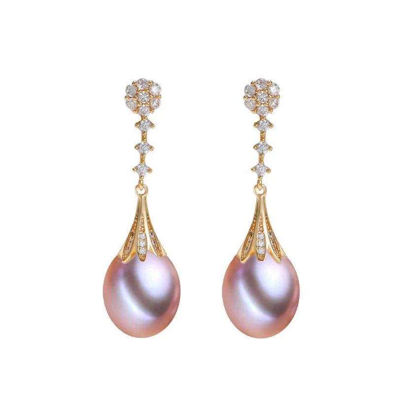 Real Natural Pearl Drop Earrings 925 Silver Earrings Choice of Color