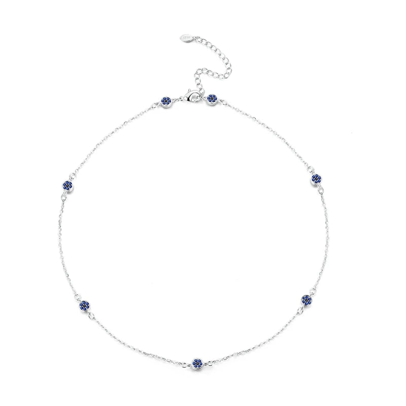 925 Sterling Silver Blue Zircon Necklace Fine Jewelry