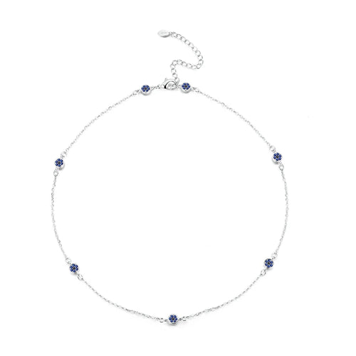 925 Sterling Silver Blue Zircon Necklace Fine Jewelry
