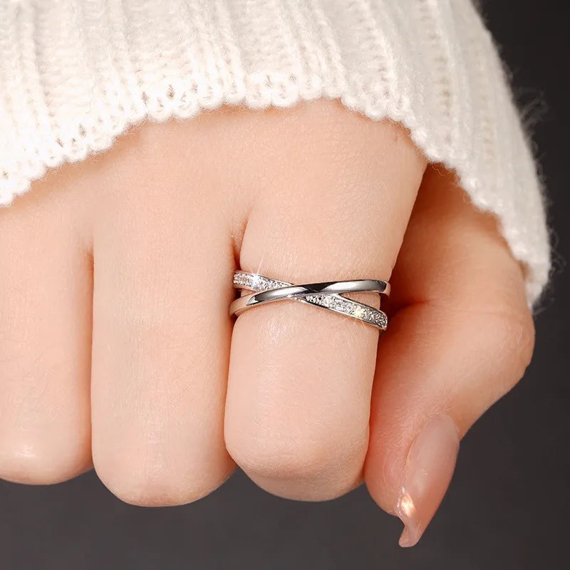925 Sterling Silver Cross Ring Brilliant AAA Cubic Zirconia Fine Jewelry