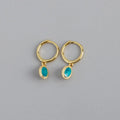 New 925 Sterling Silver Pure Green Zircon Stud Earrings Fine Jewelry