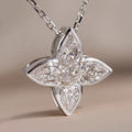 Exquisite S925 Sterling Silver Full Moissanite Pendant Necklace Flower Pear/Round Cut Diamond Neck Chain Jewelry