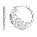 New 925 Sterling Silver Zircon Stone Vintage Floral and Stone Hoop Earrings Fine Jewelry