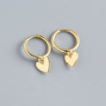 New 925 Sterling Silver 18k Gold Plated Heart Tassel Charm Earrings Fine Jewelry