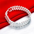 New 925 Sterling Silver Wide Wristband Bracelet Chain Fine Jewelry