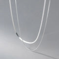Fine 925 Silver Double Layer Box Chain Snake Clavicle Chain Necklace Fine Jewelry