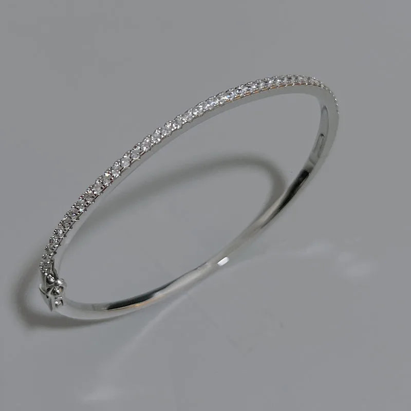 Pure 925 Sterling Silver Bangle Bracelet Pure Zircon Jewelry