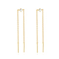 Fine 925 Sterling Silver 18k Gold Plated Zircon Tassel Chain Earrings Fine Jewelry