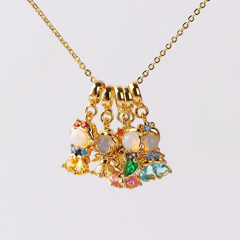 Stainless Steel Colorful Zircon Fairy Tale Little Princess Necklace Gold-Plated Universal Chain Clavicle Chain Sweet Temperament