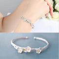 New 925 Sterling Silver Jewelry Exquisite Cherry Flower Blossom Branches Bracelet