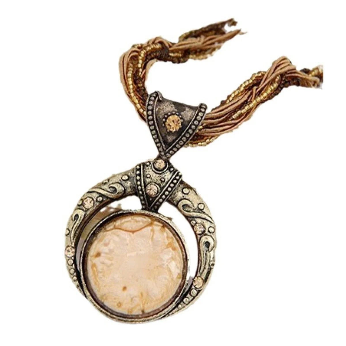 Vintage Necklace Jewelry Fashion Retro Bohemia Style Multilayer Beads Chain Crystal Grain Pendant