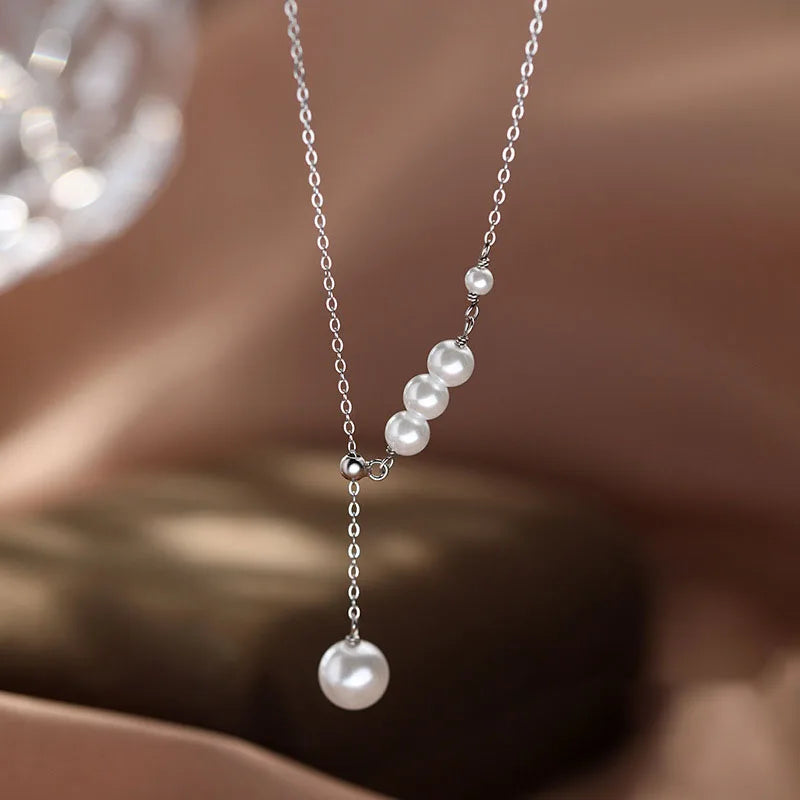 Fine 925 Sterling Silver 18k Gold Plated Neck Choker Chain Pearl Pendants Necklace Luxury Jewelry