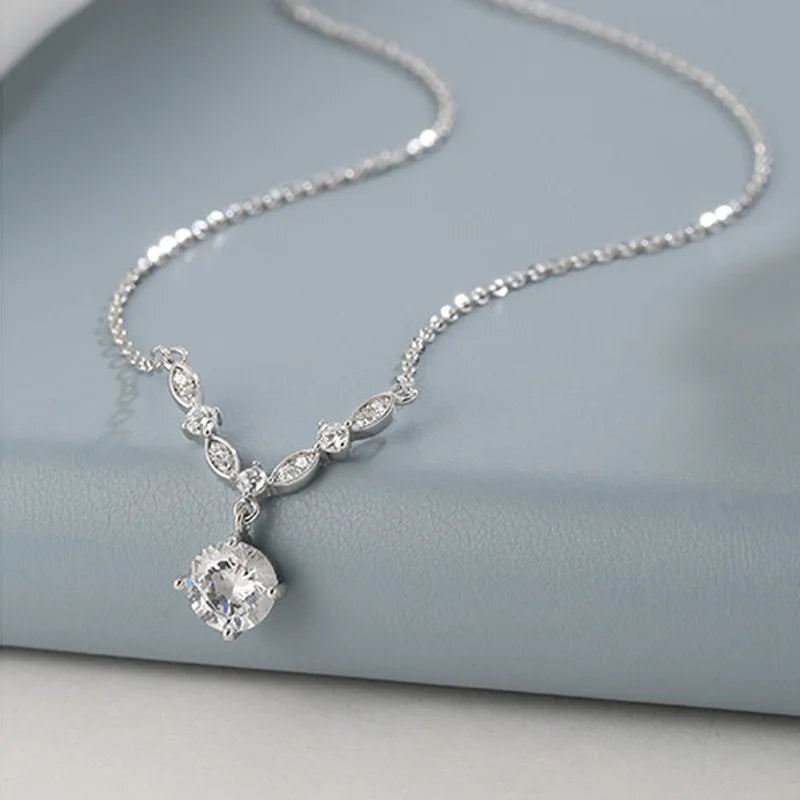 New 925 Sterling Silver Geometric Shape Charm Pendant Choker Necklace Exquisite Jewelry