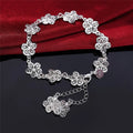 New 925 Sterling Silver Bracelet Beautiful Flowers Fine Jewelry