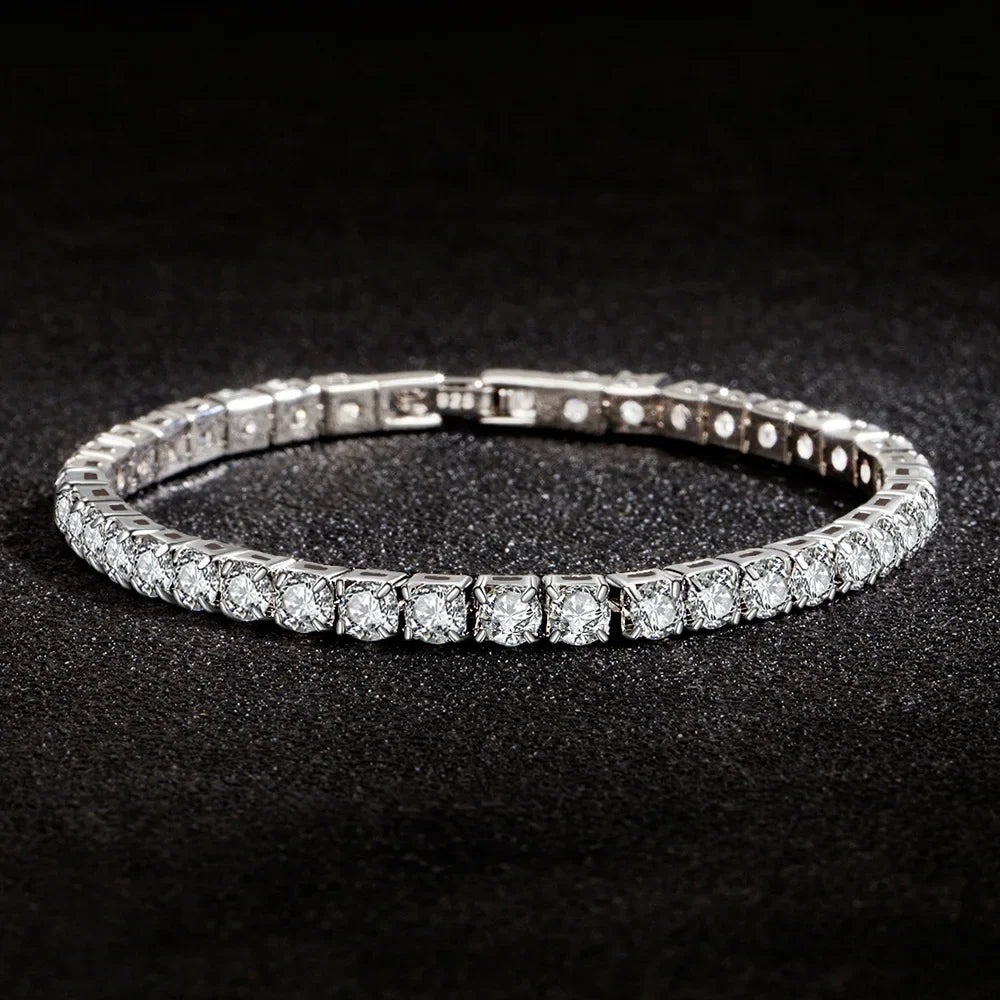 Fine 925 Sterling Silver Crystal Zircon Bracelet Fine Jewelry