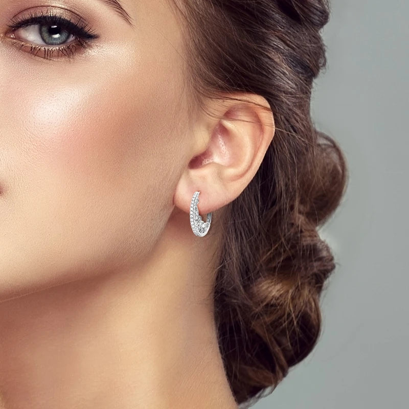 New 925 Sterling Silver Zircon Stone Vintage Floral and Stone Hoop Earrings Fine Jewelry