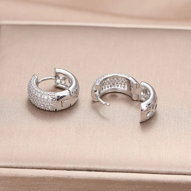 925 Sterling Silver Cubic Zirconia Hoop Earrings Vintage Small Earrings Hypoallergenic Jewelry