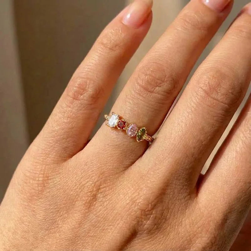 925 Sterling Silve 18k Gold Plated Cubic Zirconia Ring Fine Jewelry