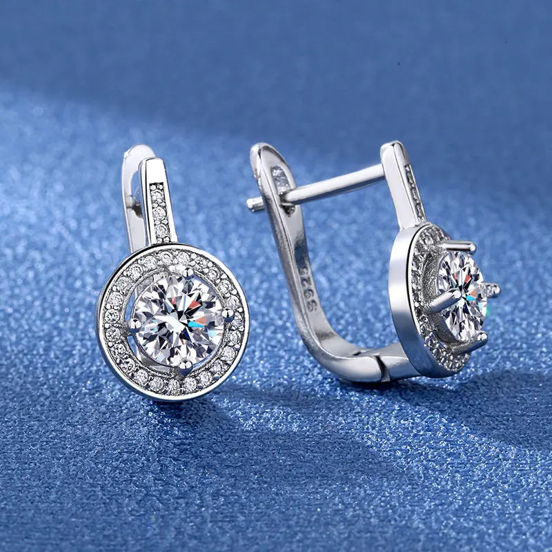925 Sterling Silver 18k Gold Plated Zircon Crystal Stud Earrings Fashion Jewelry