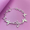 New 925 Sterling Silver Charm Butterfly Bracelet Elegant Jewelry