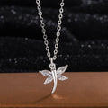 Fine 925 Sterling Silver Crystal Dragonfly Pendant Exquisite Necklace
