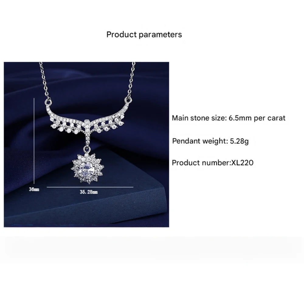 Fine 925 Sterling Silver Angel Wings Clavicle Chain Pendant Necklace Sparkling Zircon Necklace Jewelry