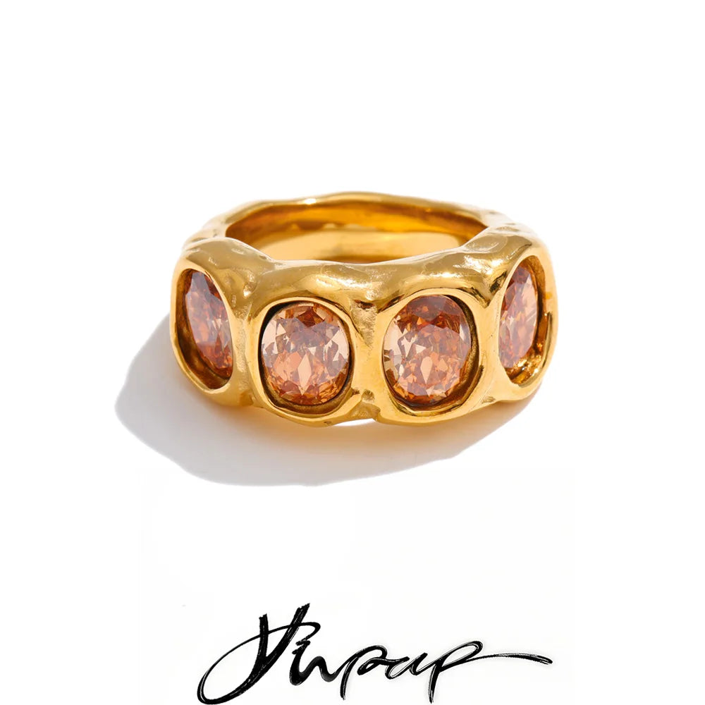 Size 678 Stainless Steel Shiny Cubic Zirconia round Fashion Ring High-Grade Stylish Exquisite Jewelry Accessories