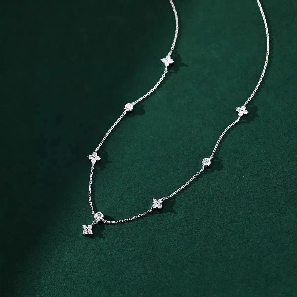 S925 Sterling Silver 14K Gold Plated CZ Choker Necklace Dainty Starburst Chain Jewelry
