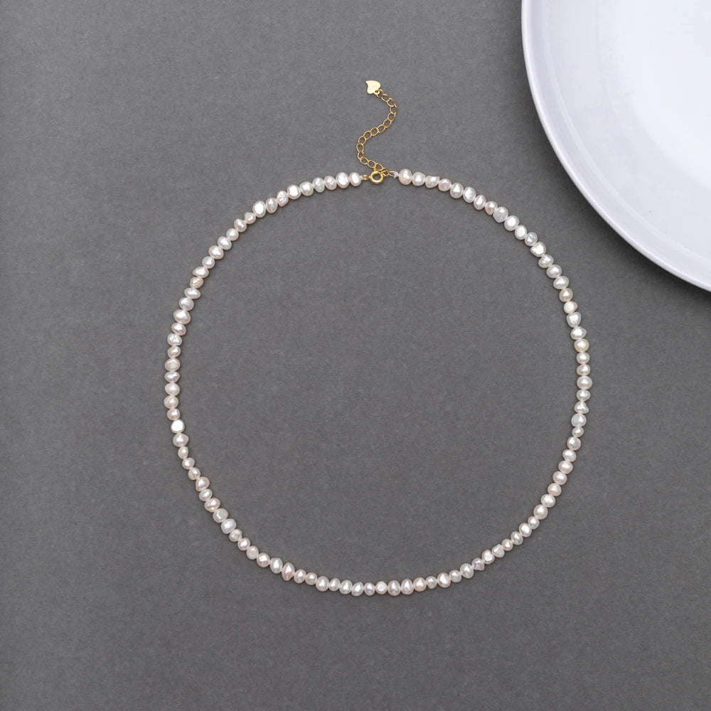 925 Sterling Silver Freshwater Pearl Baroque Chain Necklaces Jewelry